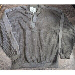 Huk A Poo Sweater Mens Brown Long Sleeve Collared Polyester XL Vintage